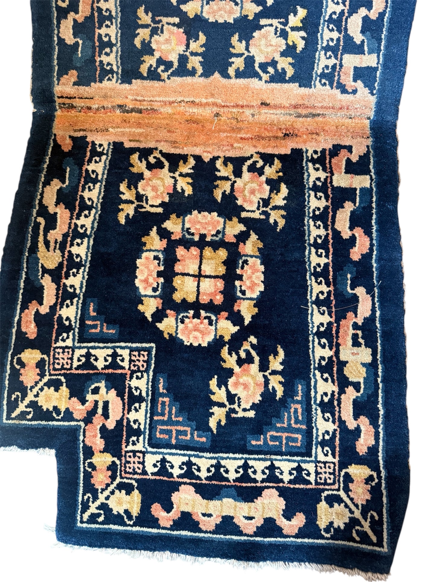 A vintage indigo saddle rug
