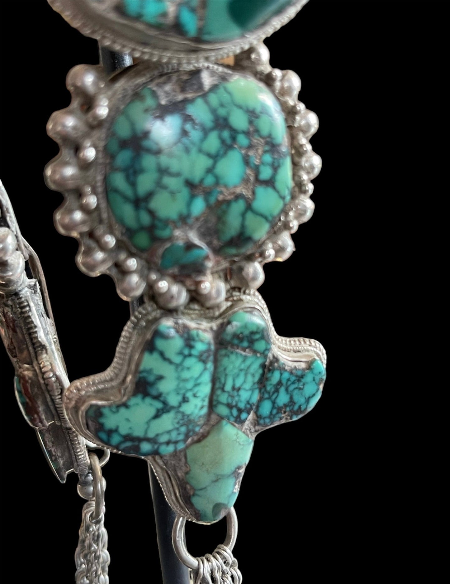 A pair of antique Tibetan earrings -aykhor
