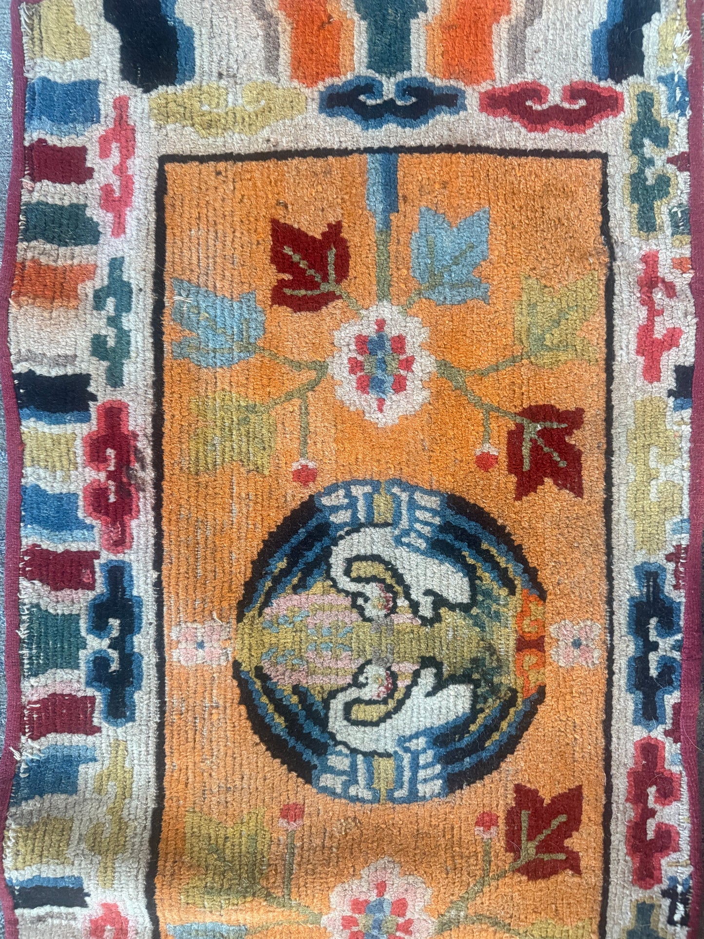 Antique Tibetan seat rug