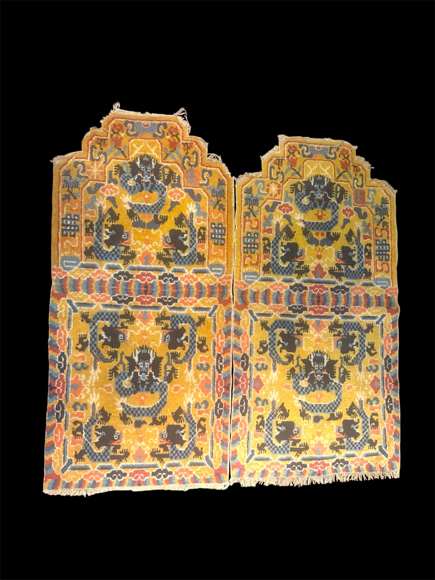 Pair of vintage ningxia throne rugs