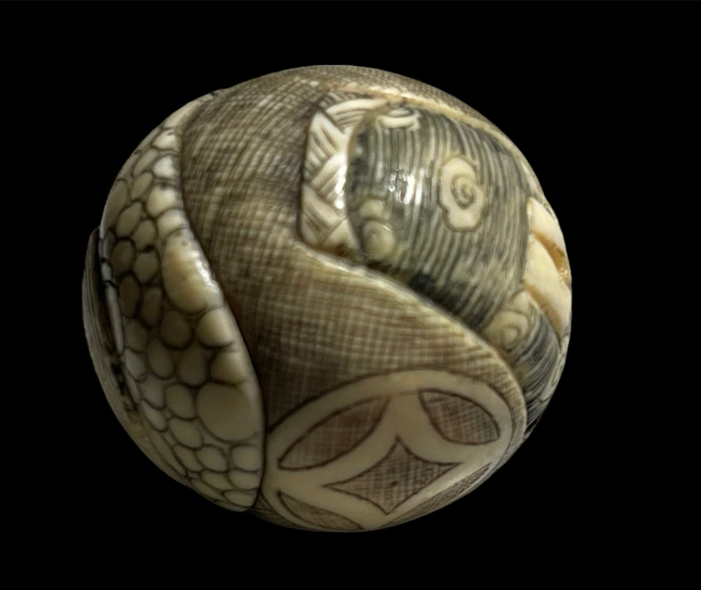 Two antique Japanese bone ojime beads