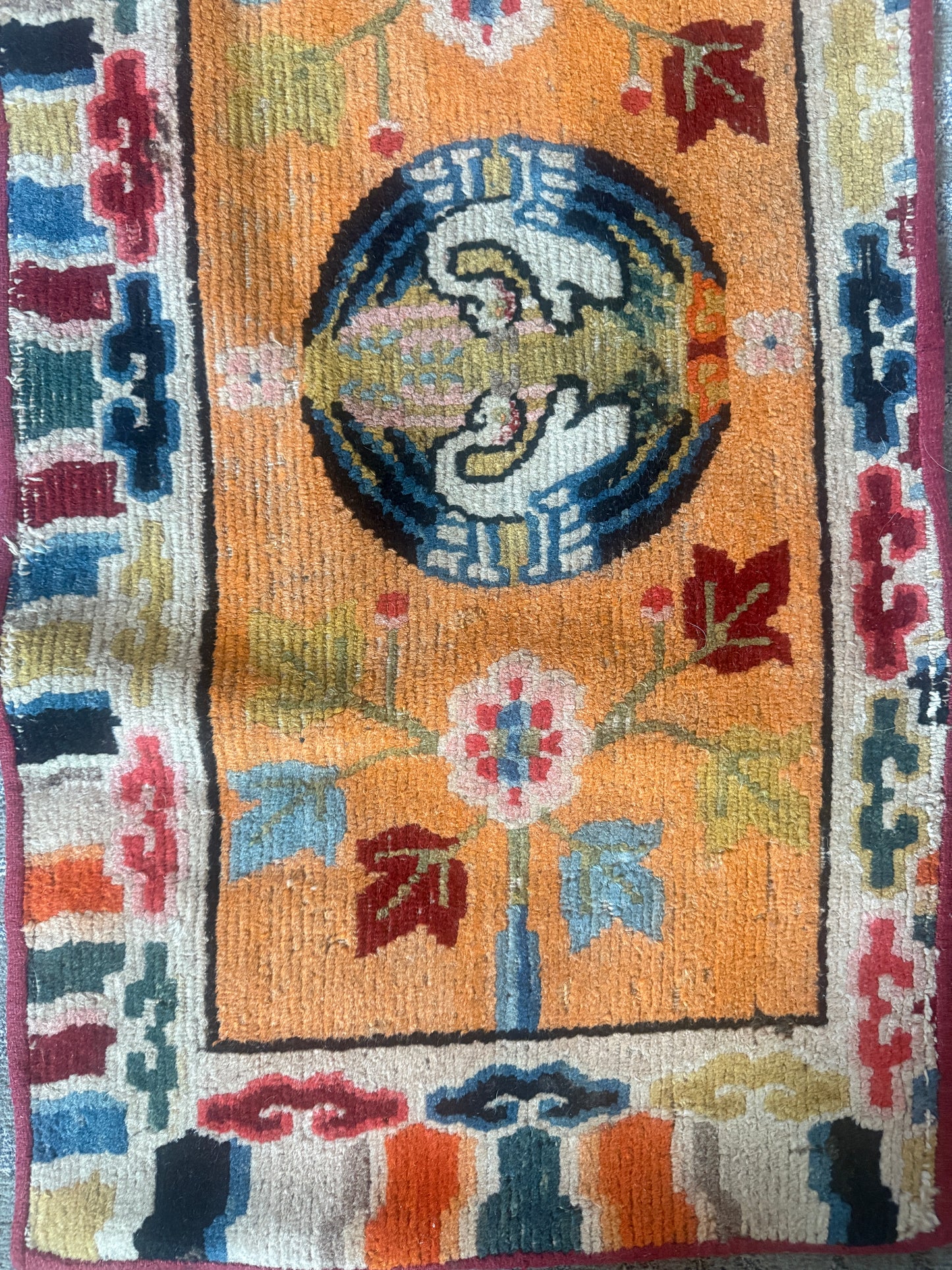 Antique Tibetan seat rug