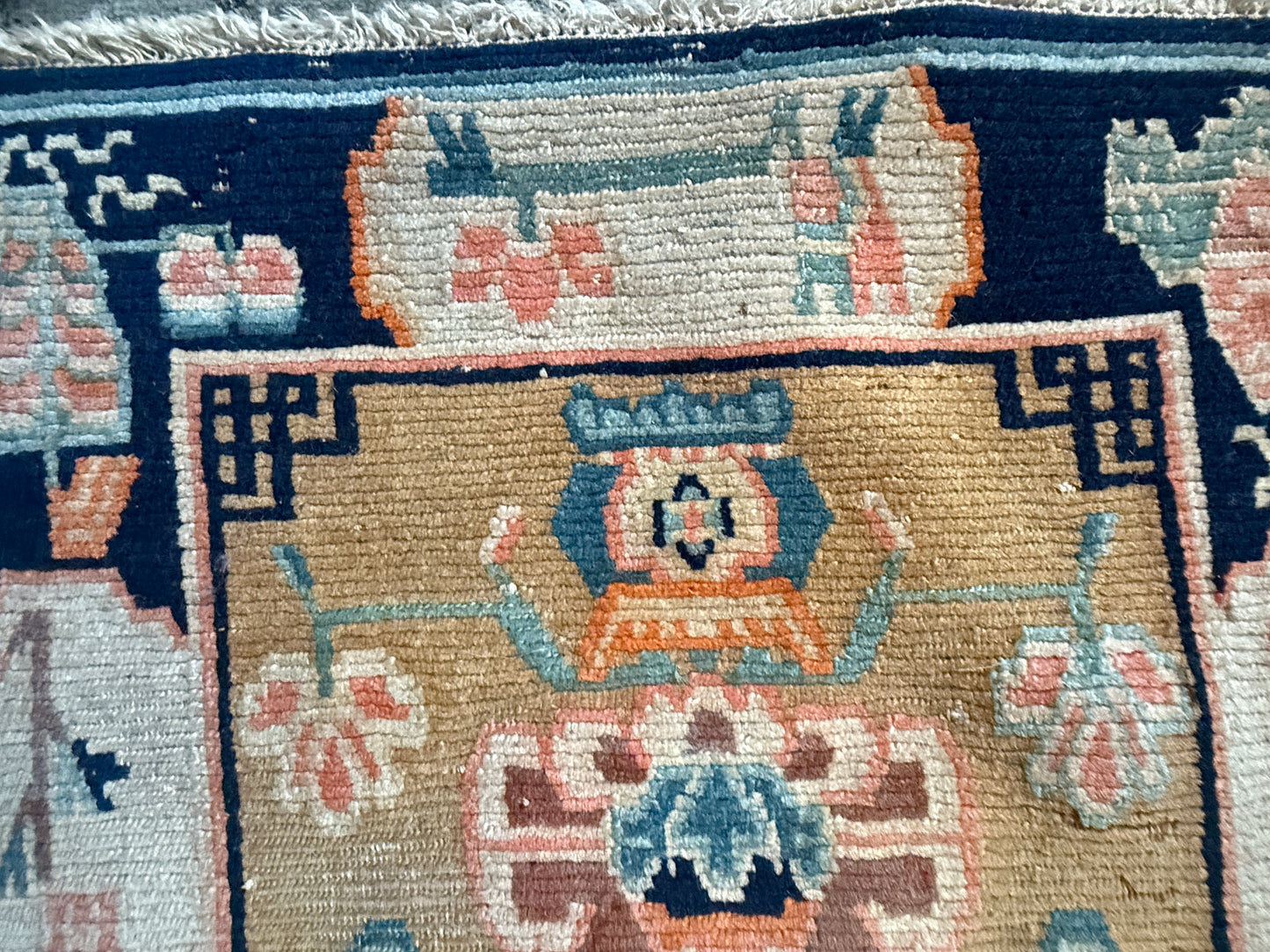Antique Tibetan seat rug