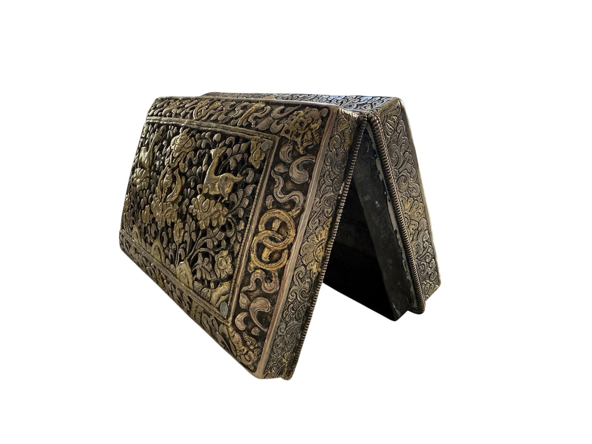 An antique Bhutanese betel nut silver box