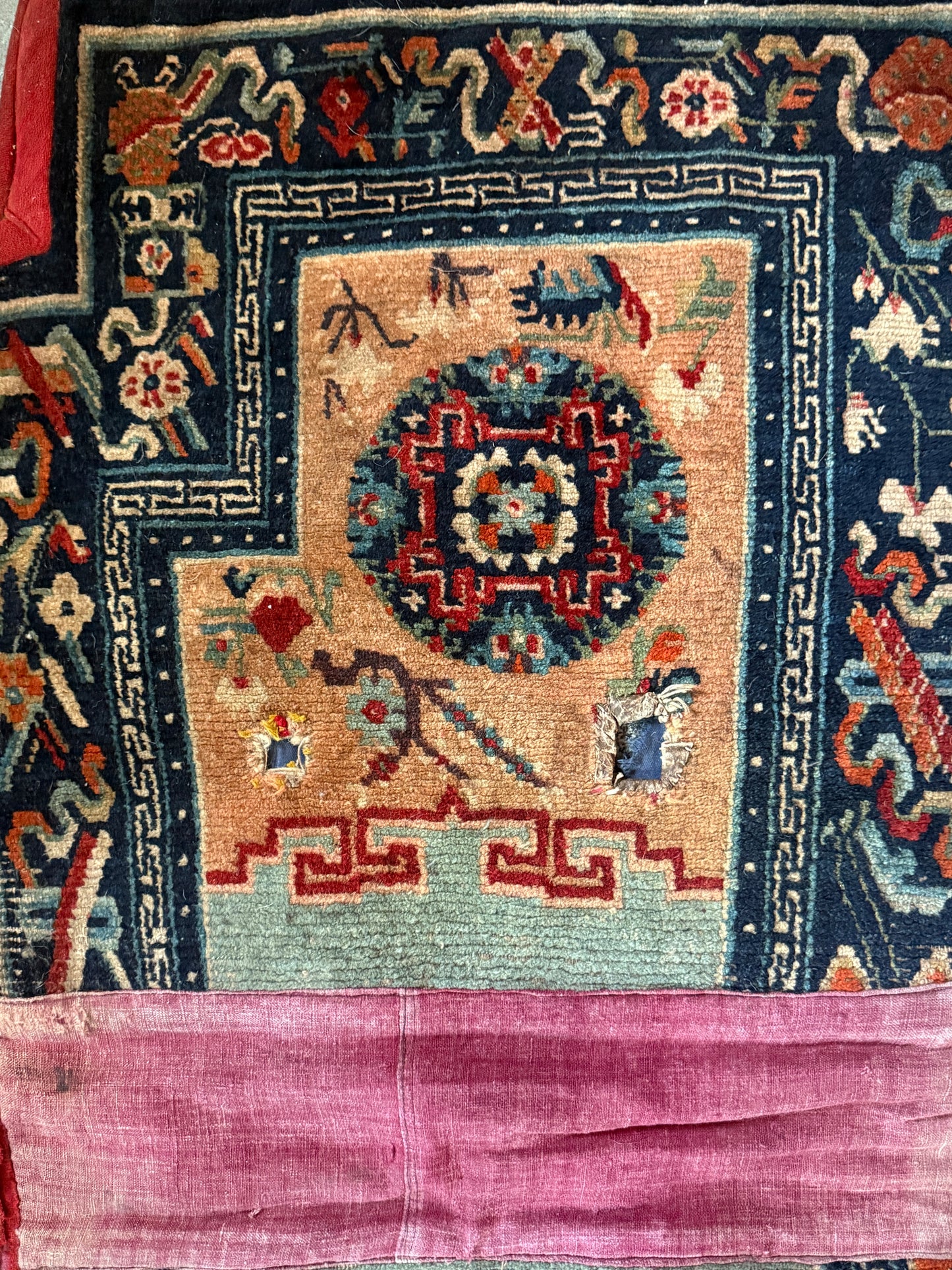Antique Tibetan saddle rug