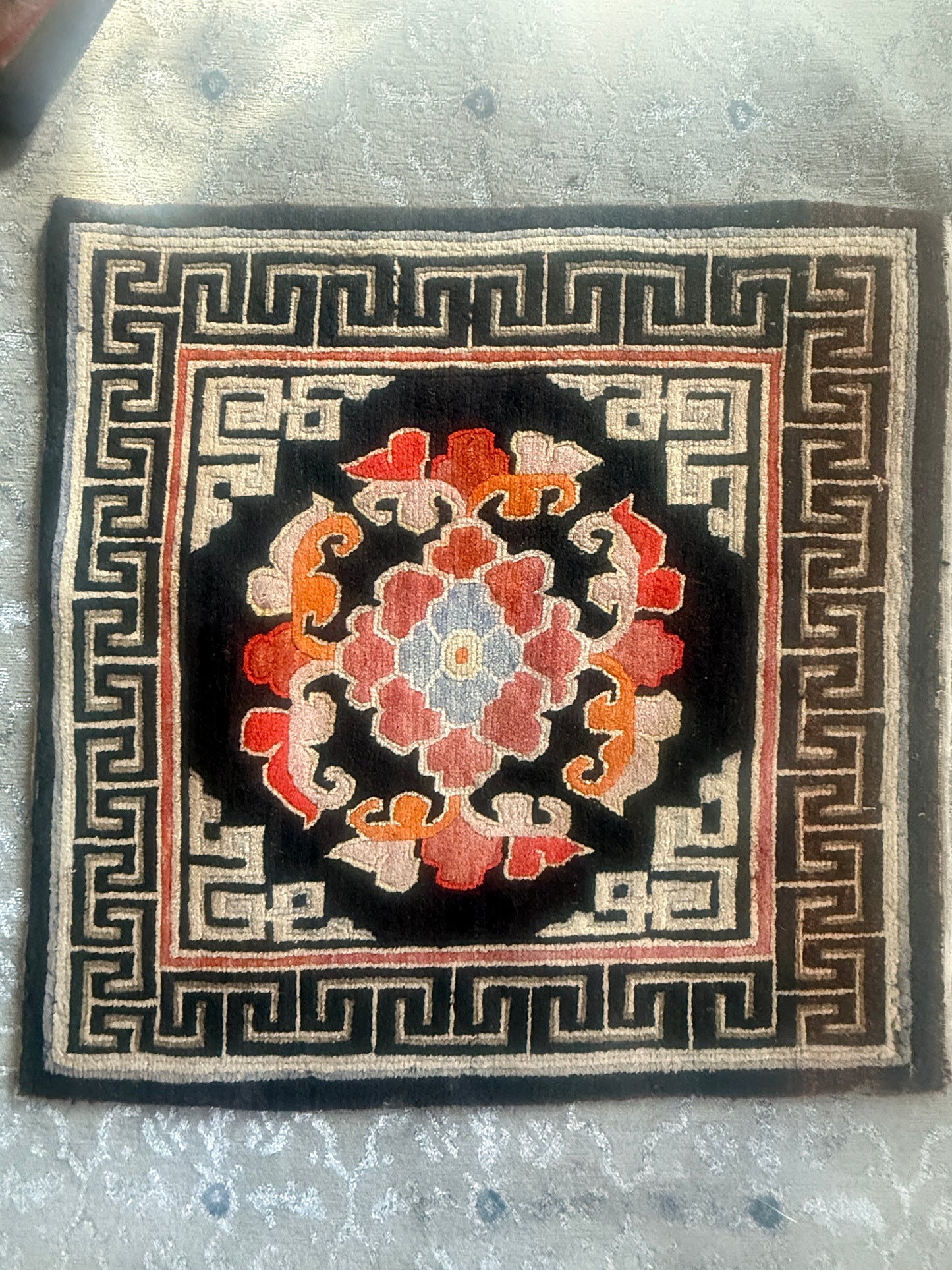 Antique throne seat rug