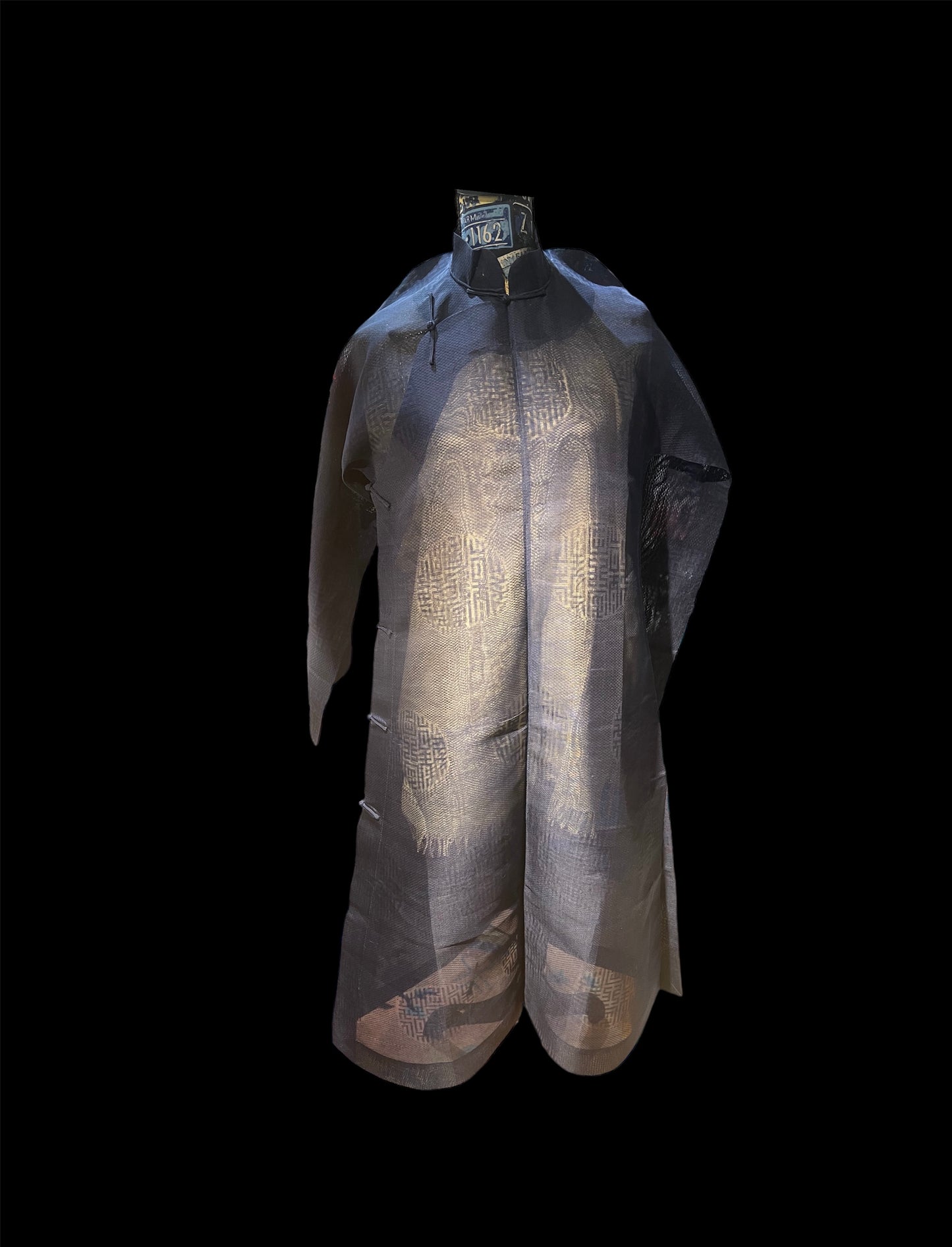 Antique see- through Chinese robe/ Dress made with antique Chinese silk gauze