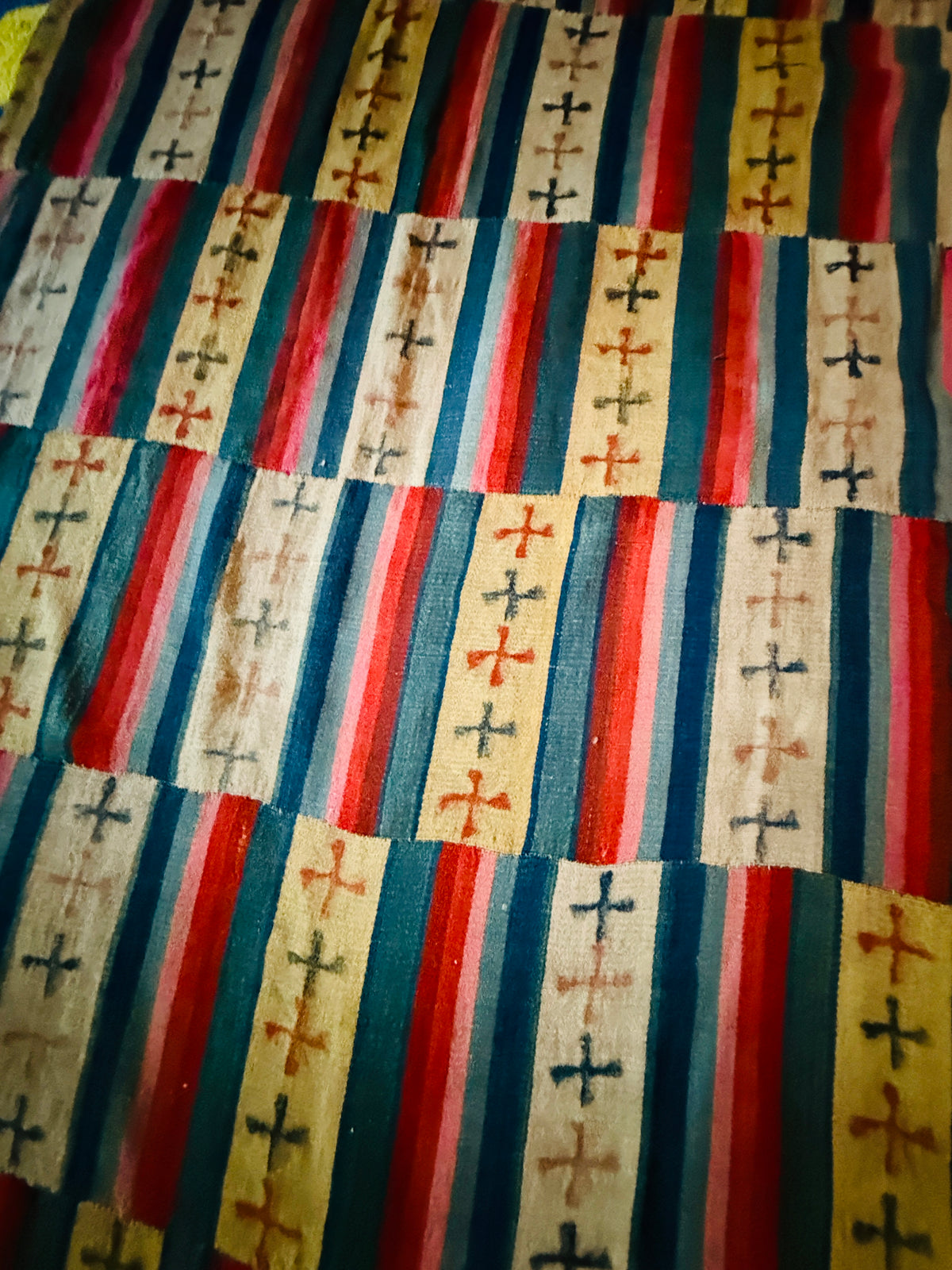 Antique Tibetan Nambu Wool Blanket c1900 Bhutanese Wrap Textile 4'5" x 7'10"