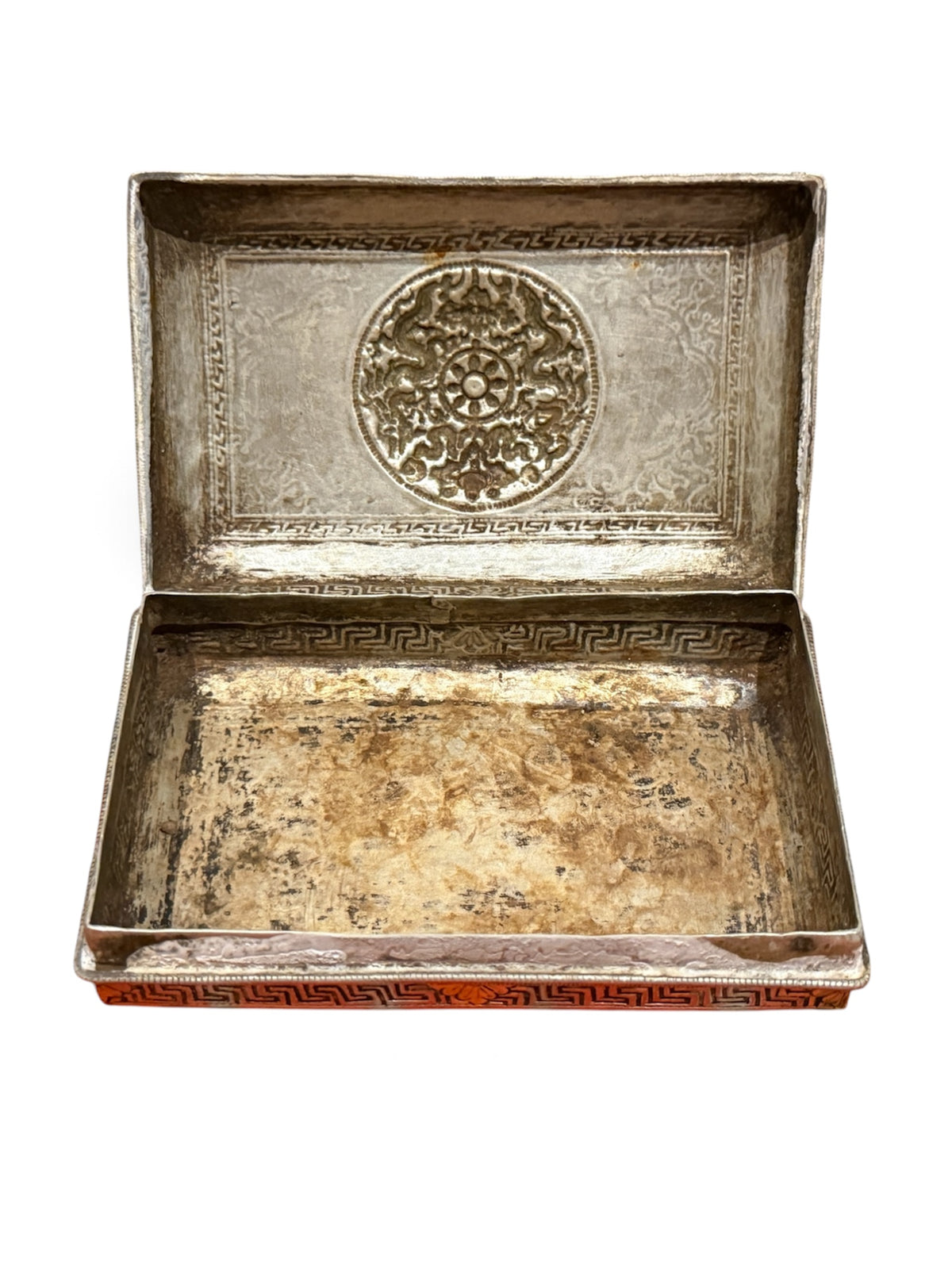 Antique silver and gilded silver Bhutanese betel nut box