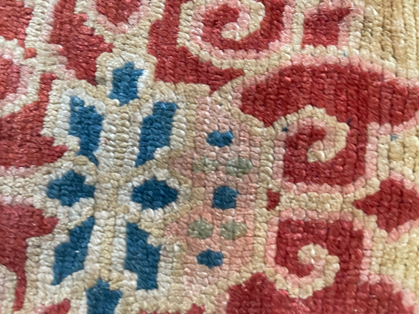 An early 20th C., antique Tibetan floral cushion rug