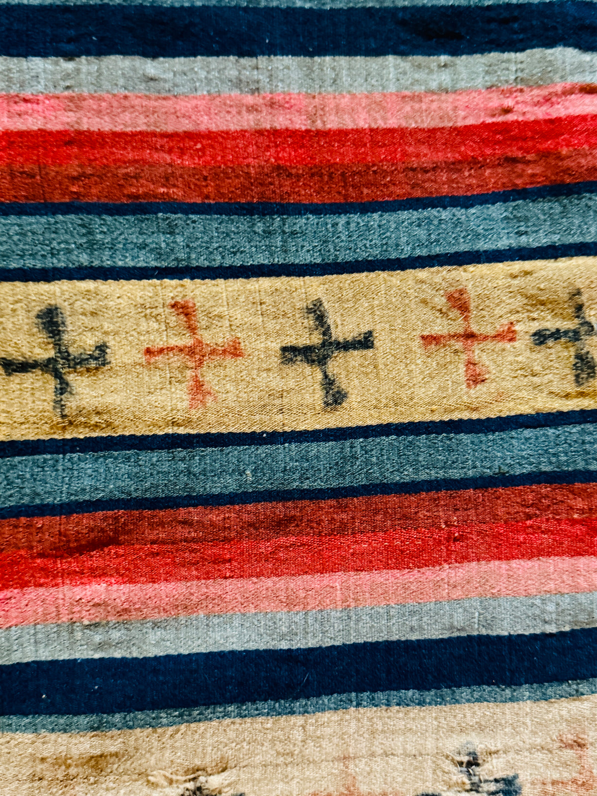 Antique Tibetan Nambu Wool Blanket c1900 Bhutanese Wrap Textile 4'5" x 7'10"