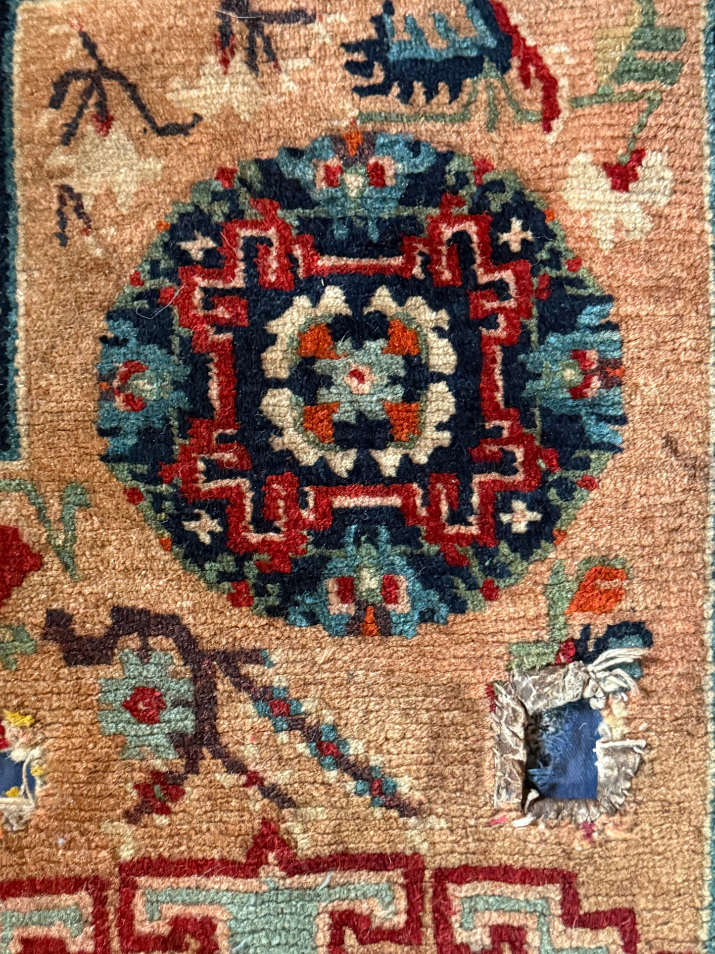 Antique Tibetan saddle rug