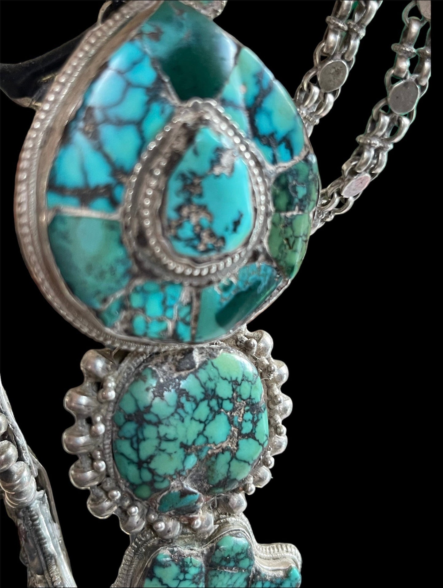 A pair of antique Tibetan earrings -aykhor