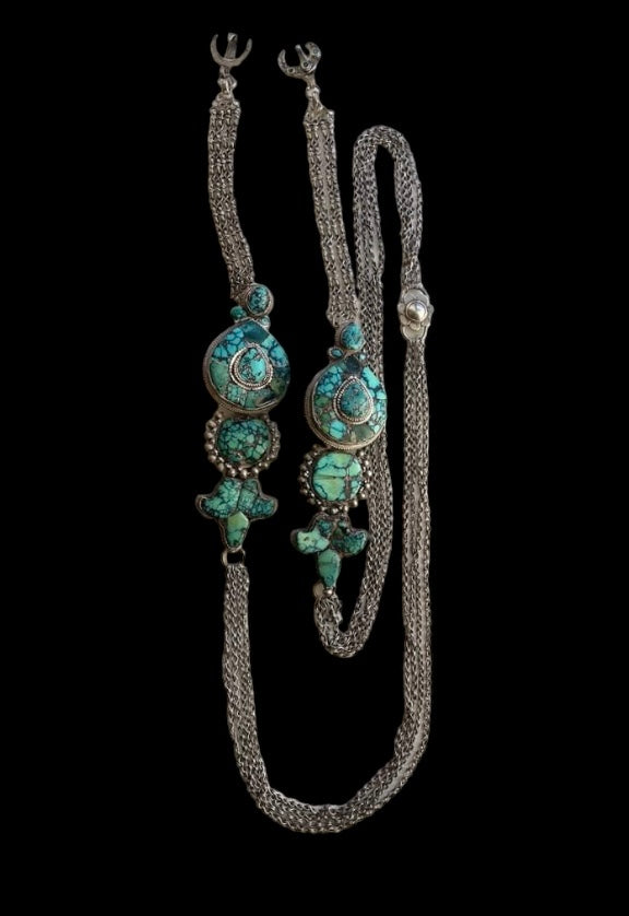 A pair of antique Tibetan earrings -aykhor