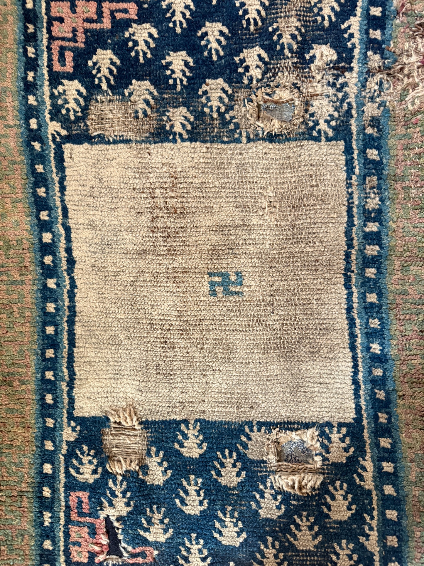 An antique mid 19th C saddle blanket/rug