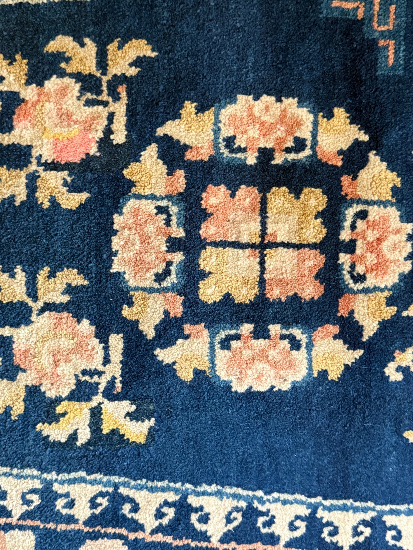 A vintage indigo saddle rug