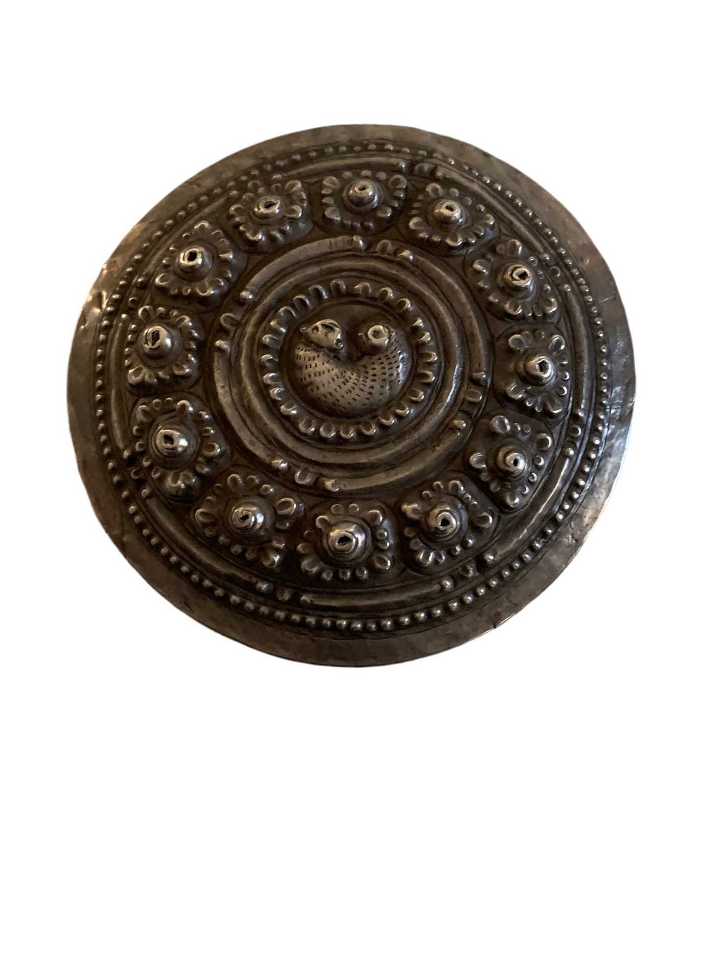 An antique silver incense box with lid