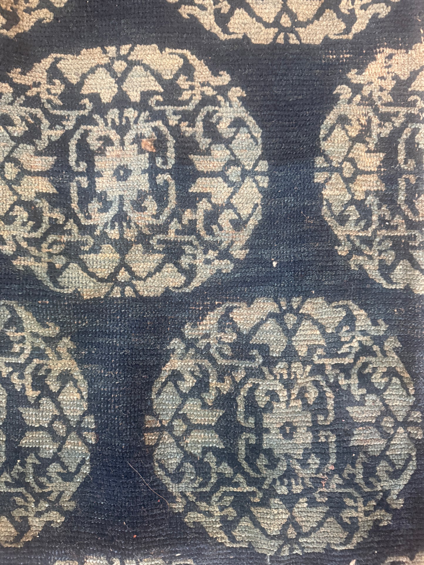 Antique Tibetan Indigo seat rug
