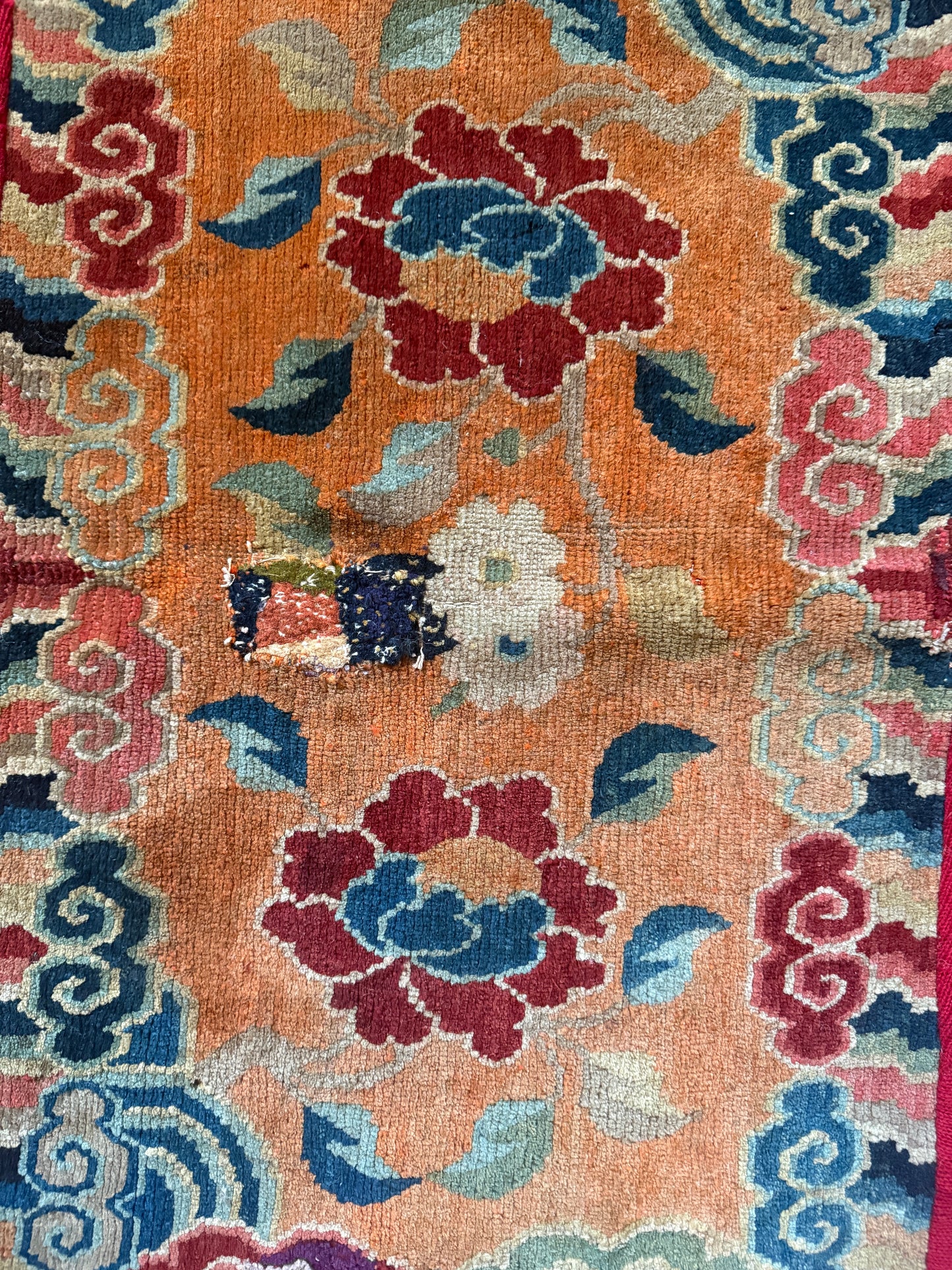Antique Tibetan seat rug