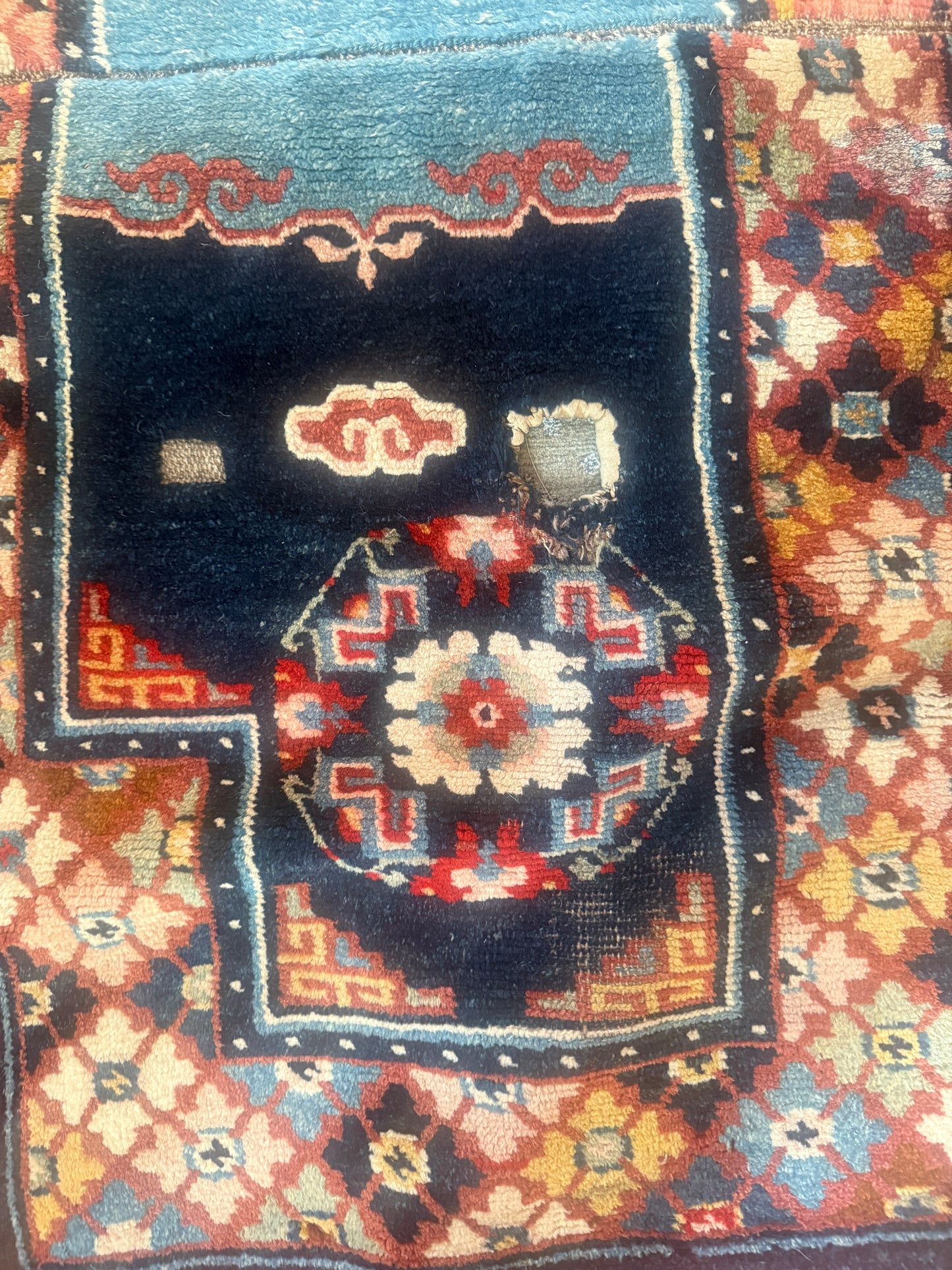 Antique Tibetan saddle rug