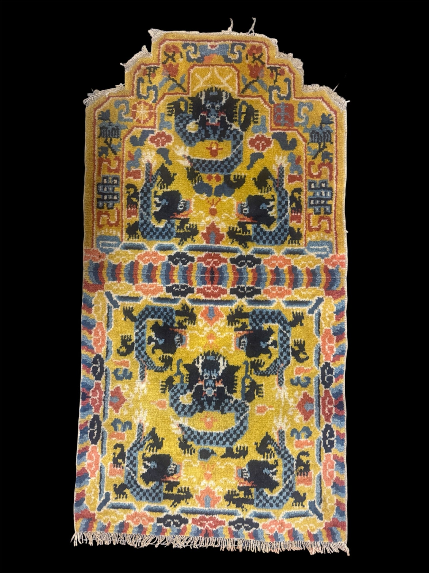 Pair of vintage ningxia throne rugs