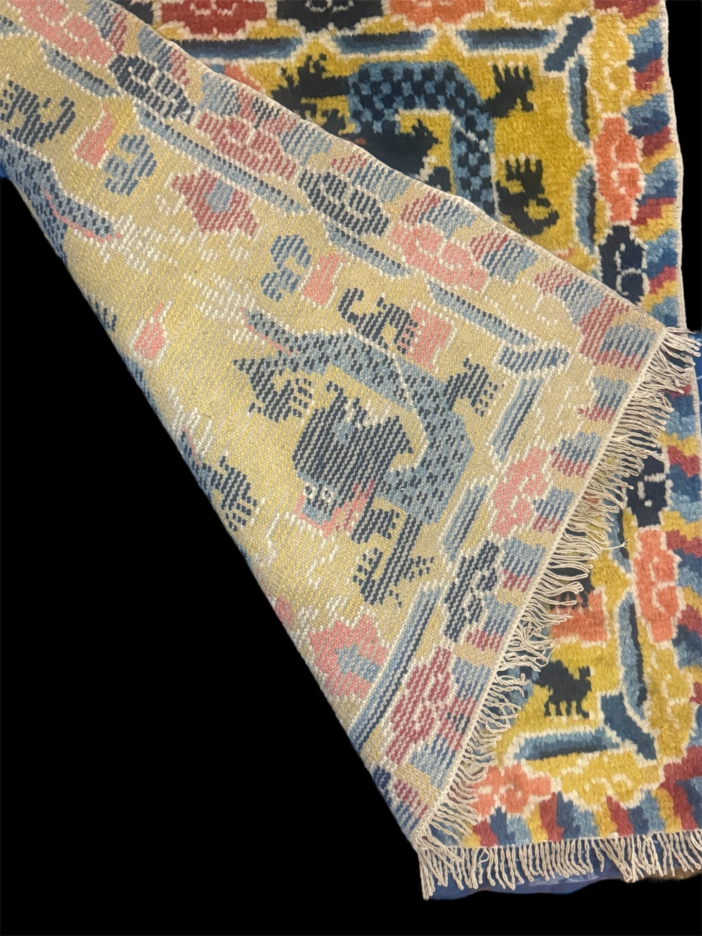 Pair of vintage ningxia throne rugs