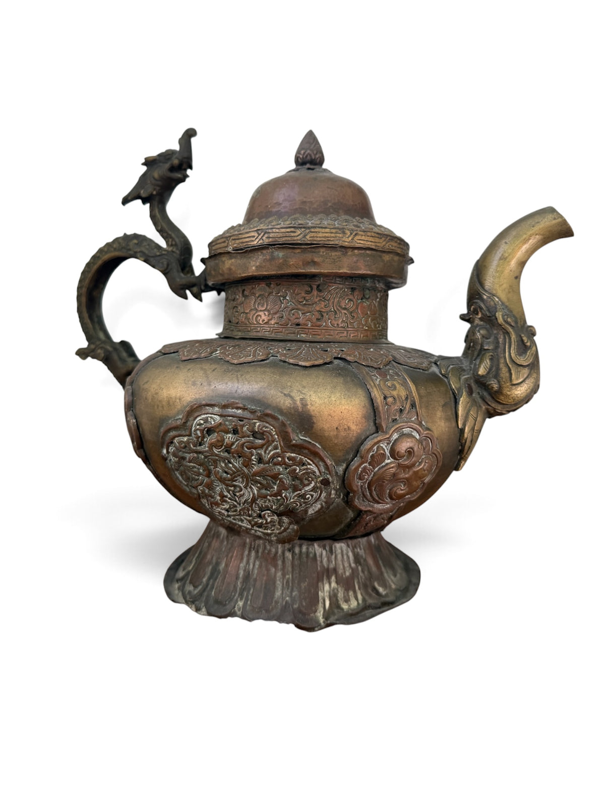 Large Antique Tibetan / Sino-Tibetan Bronze Dragon Ritual Ewer, 2146 Grams, As Found Condition