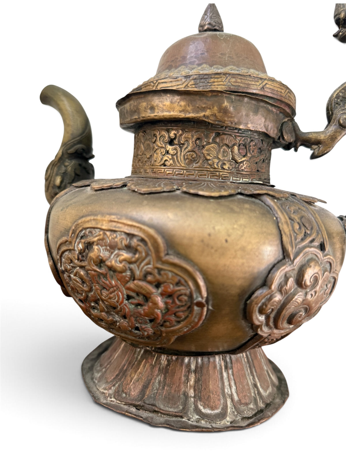 Large Antique Tibetan / Sino-Tibetan Bronze Dragon Ritual Ewer, 2146 Grams, As Found Condition