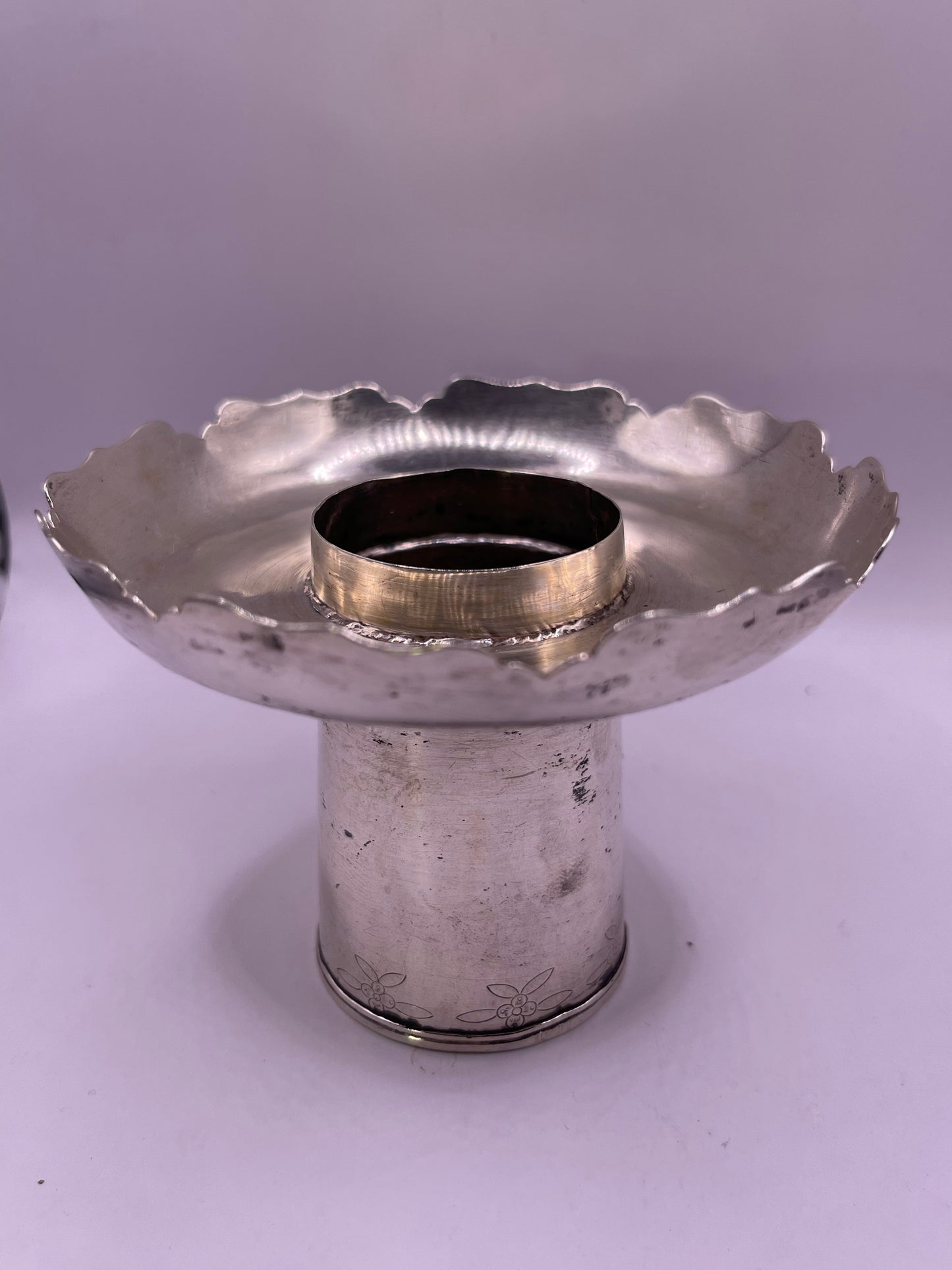 Antique silver Tibetan cup stand