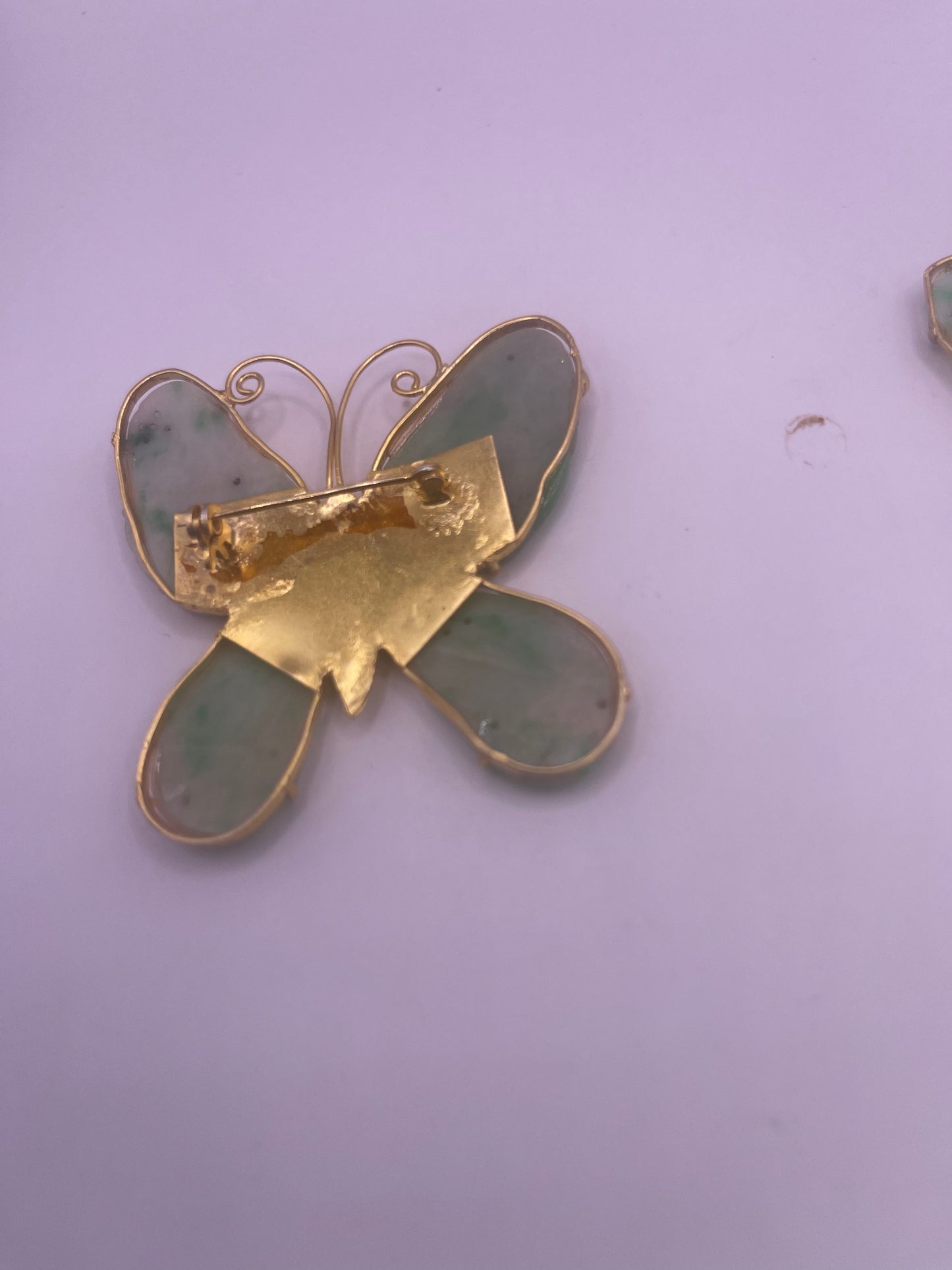 Golden jade butterfly pins