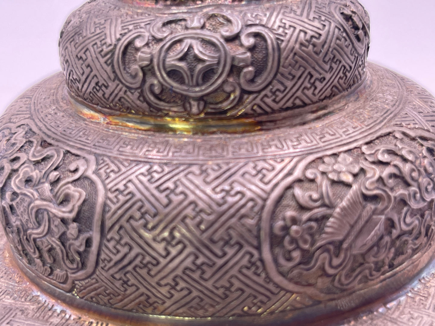 Antique silver Tibetan cup stand