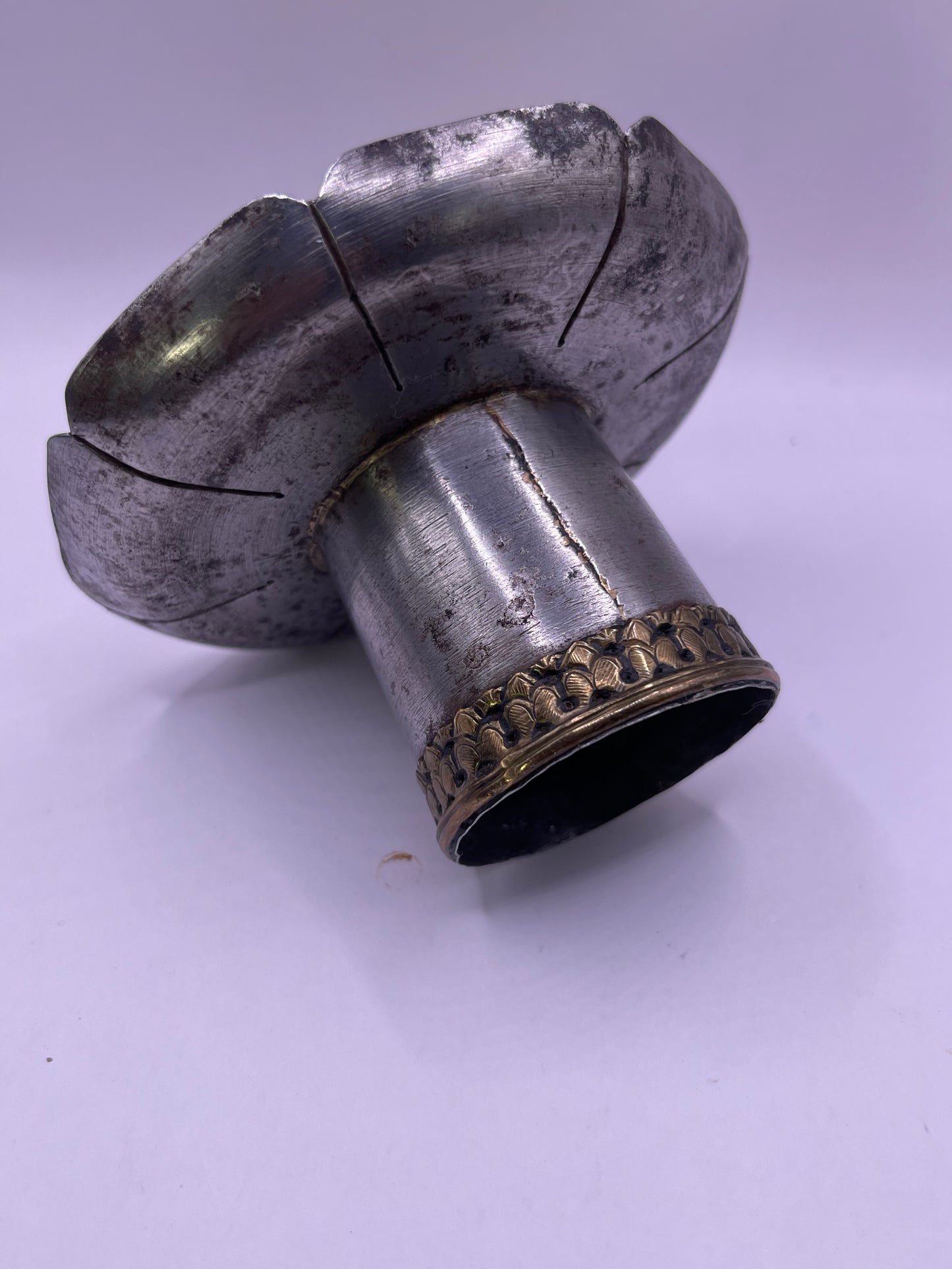 Antique silver Tibetan cup stand with cup