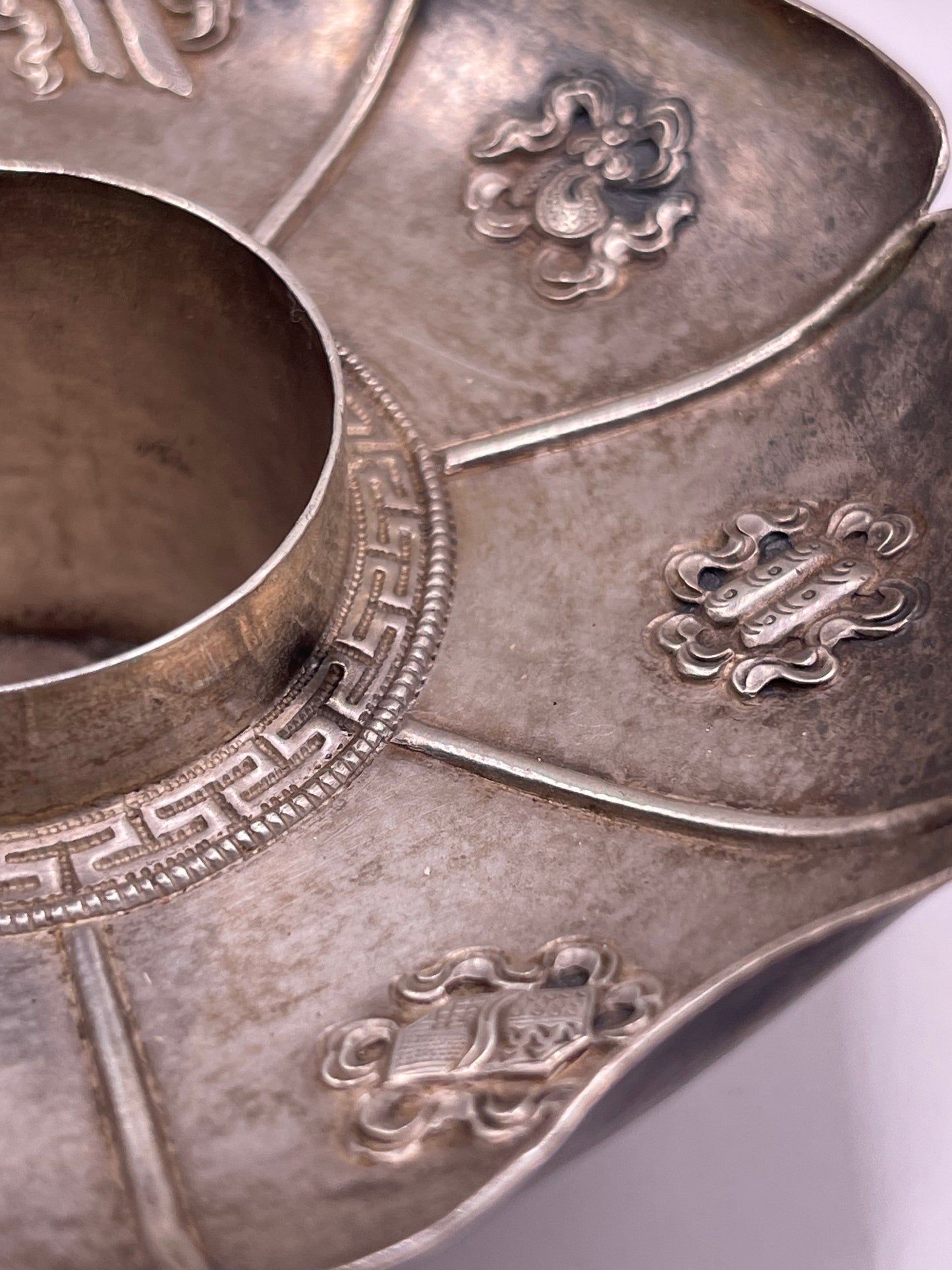 Antique silver Tibetan cup stand