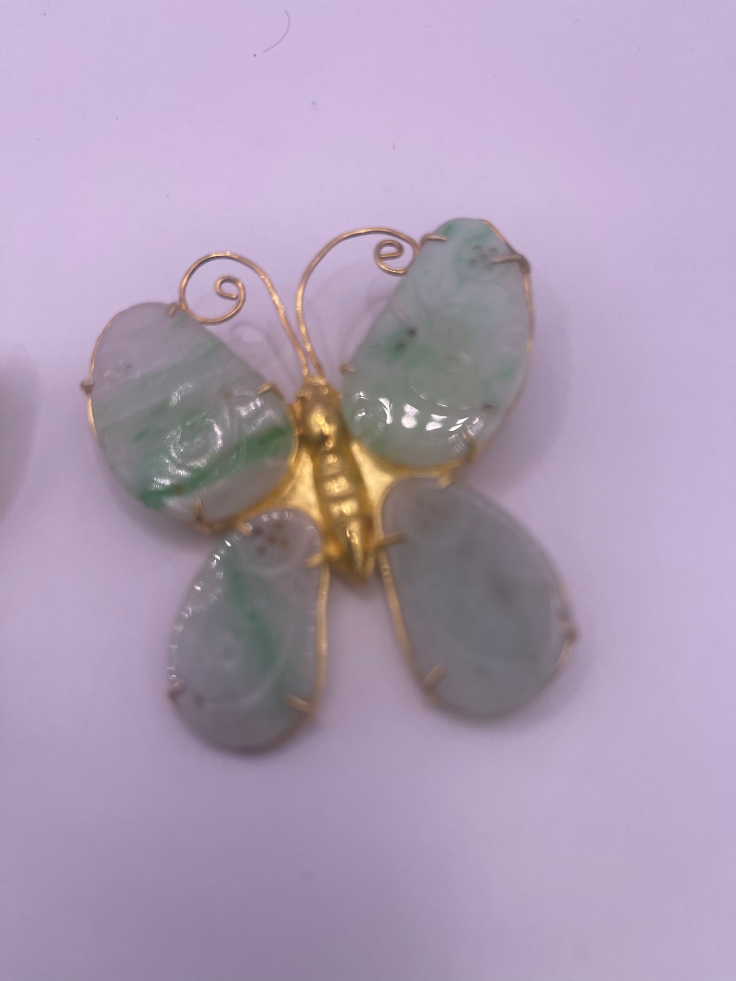 Golden jade butterfly pins