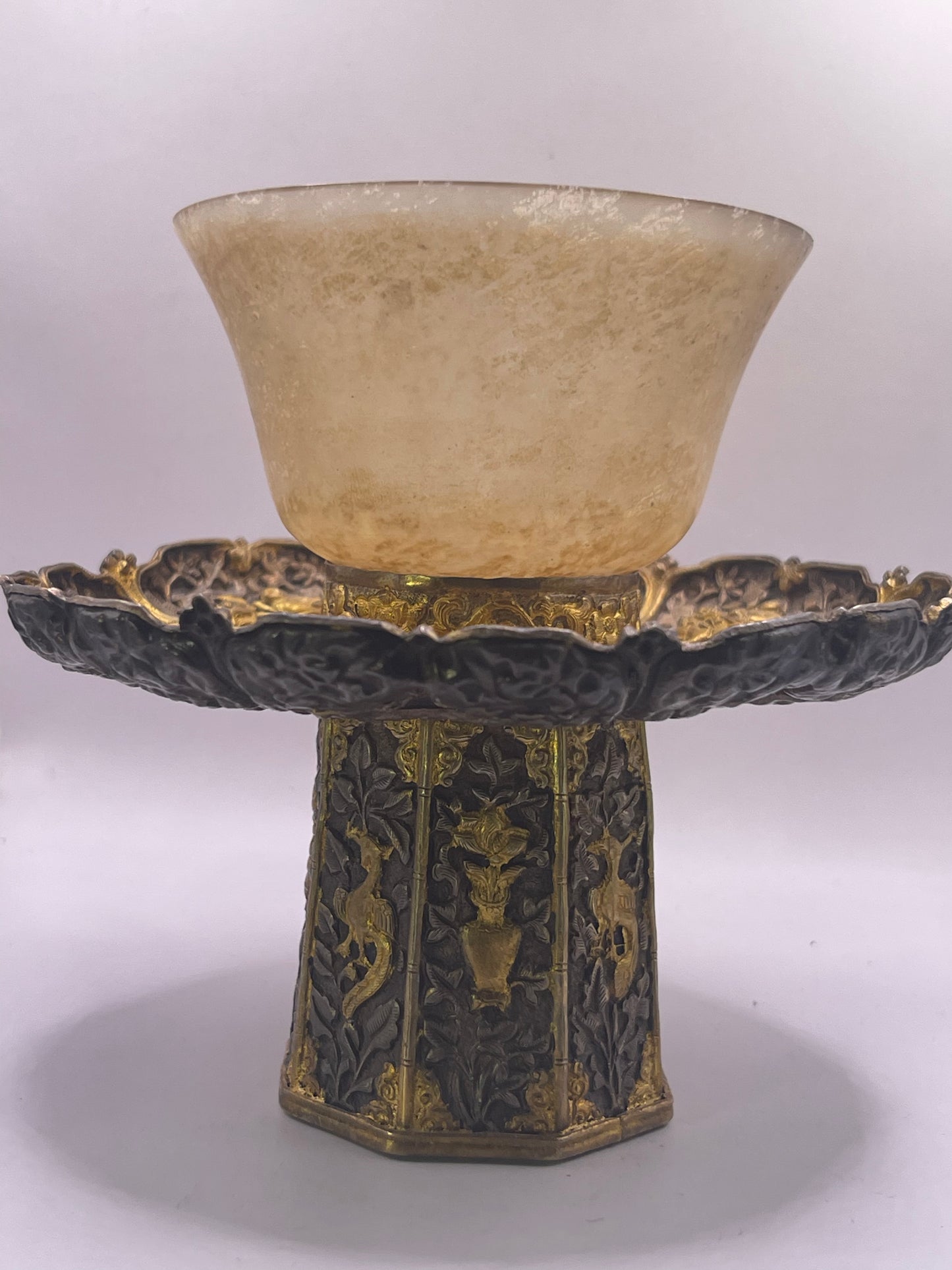 Antique silver Tibetan cup stand