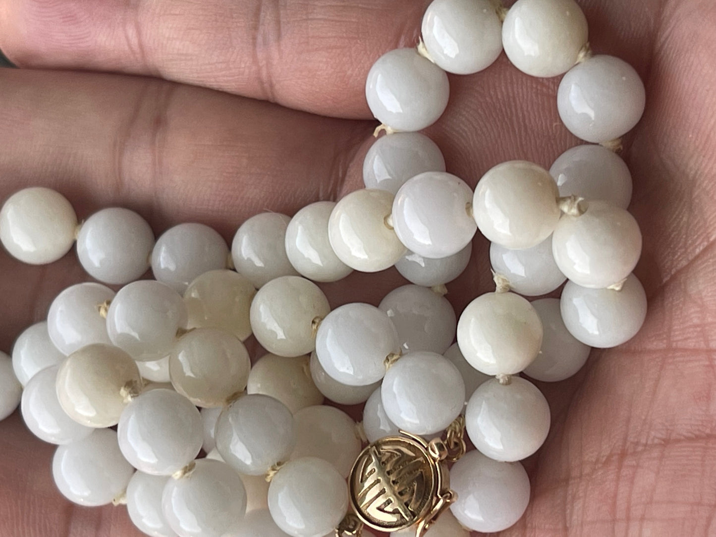 A vintage lavender jade necklace from Gumps