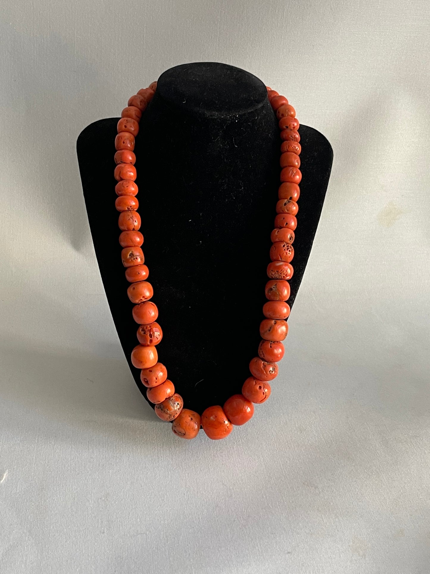 A necklace with antique coral beads