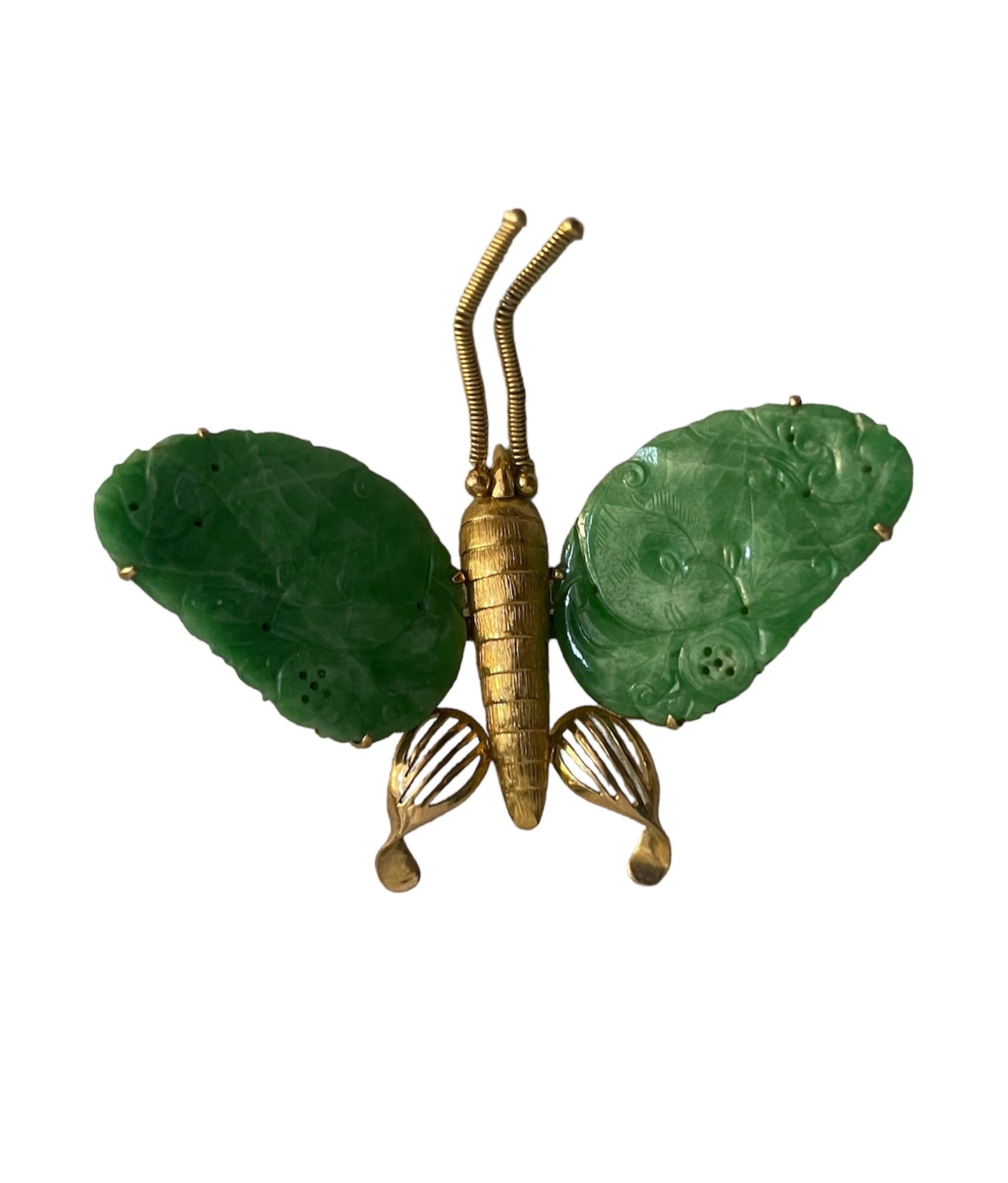 Jade brooch in 14kt setting