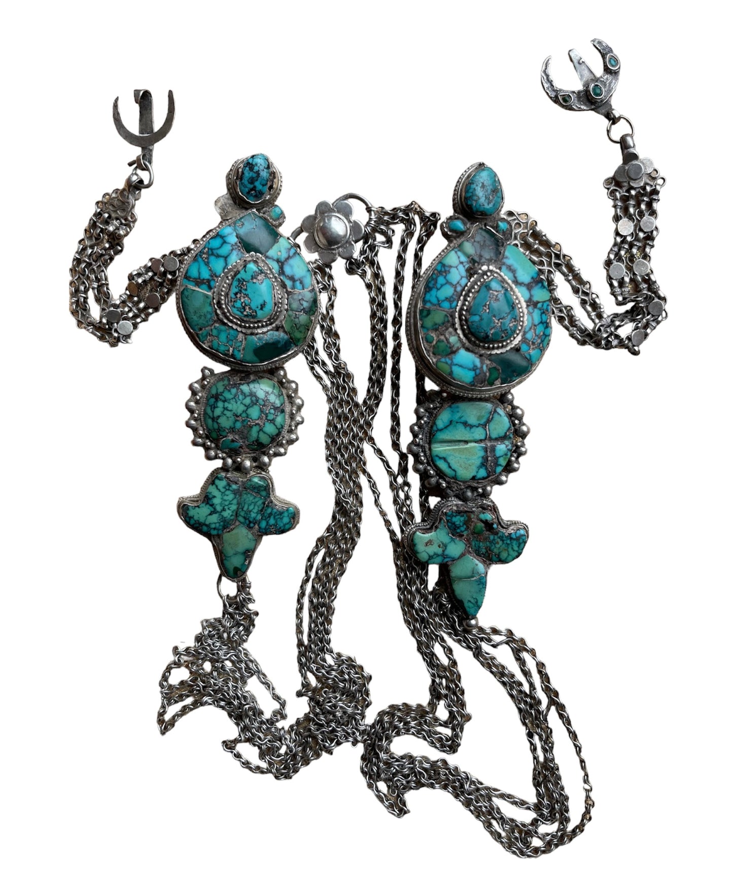 A pair of antique Tibetan earrings -aykhor