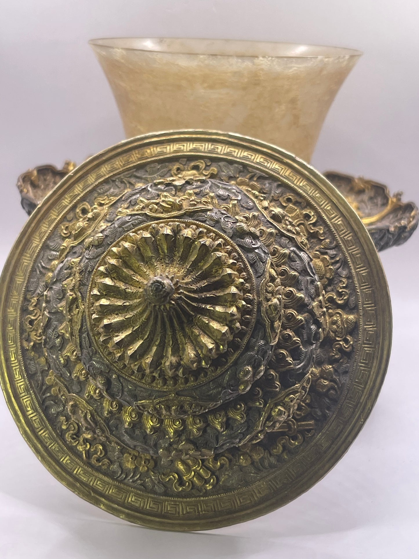 Antique silver Tibetan cup stand