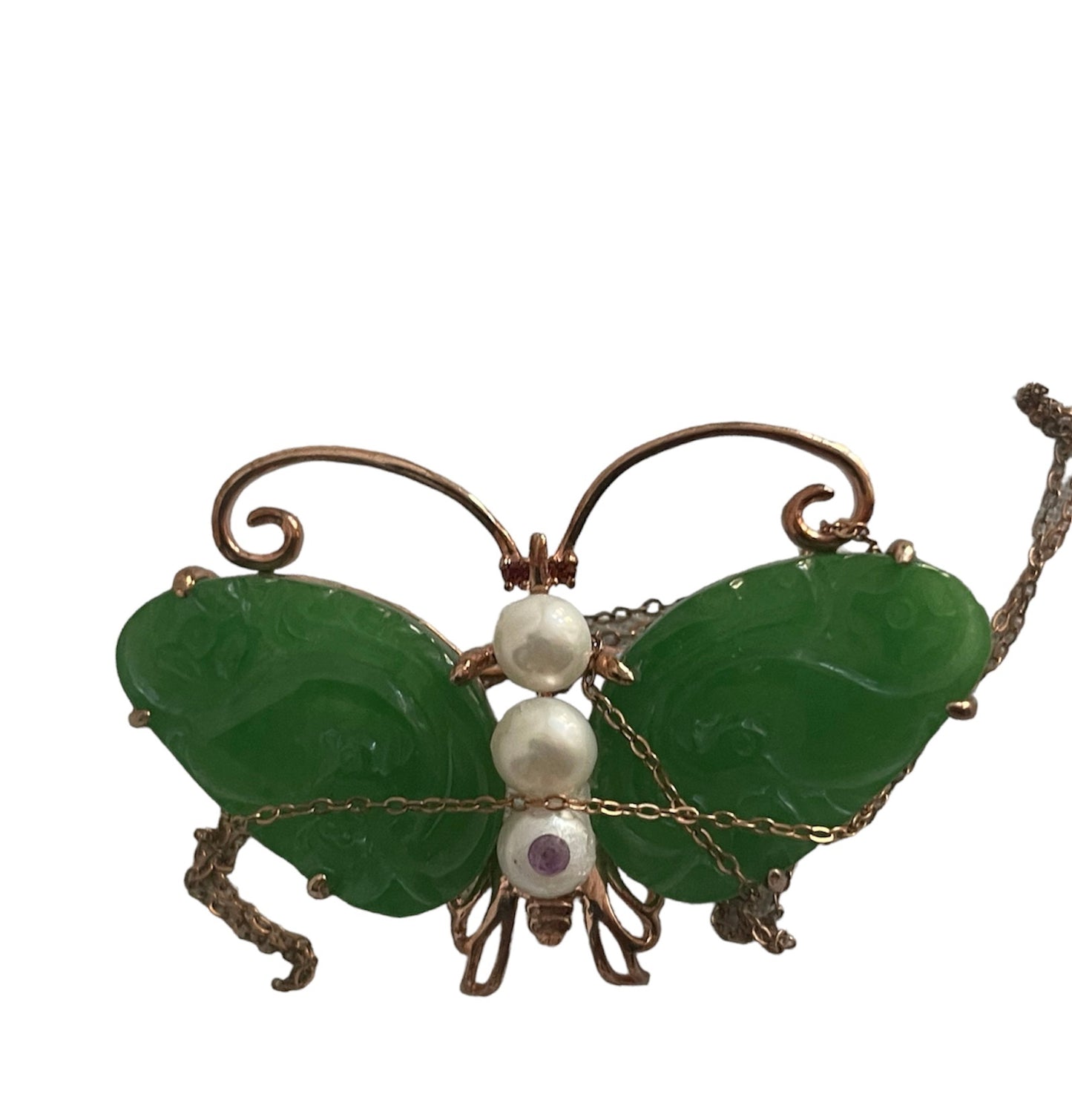 Antique Jade brooch in 14kt setting