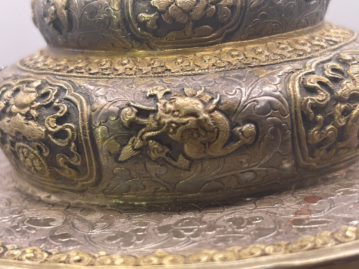 Antique silver Tibetan cup stand