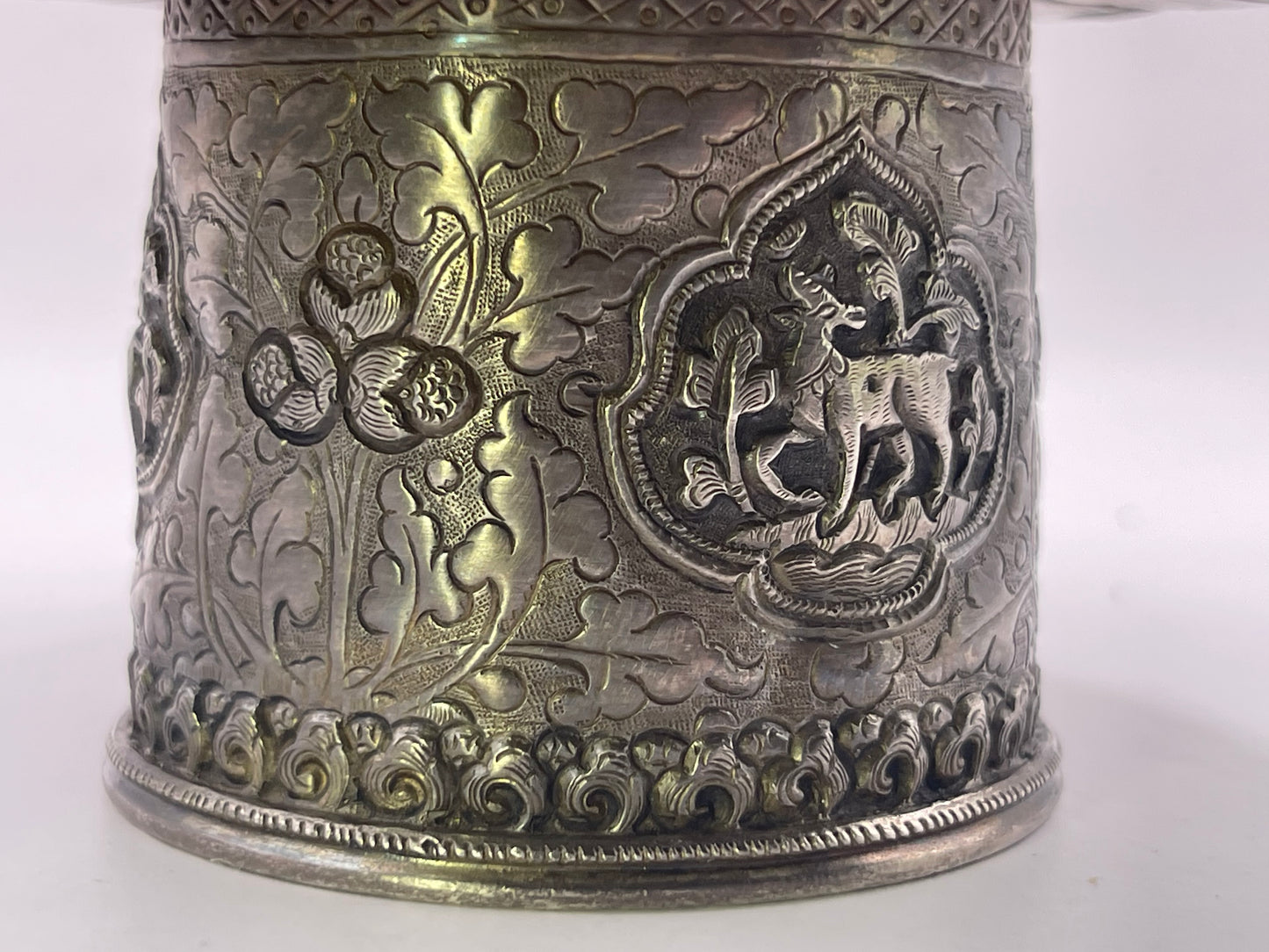 Antique silver Tibetan cup stand