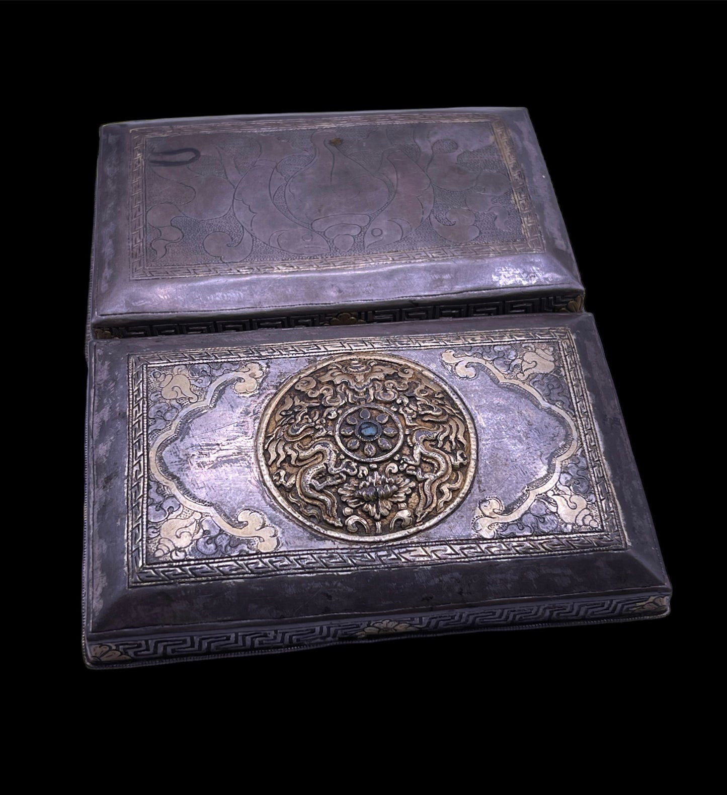 Antique silver and gilded silver Bhutanese betel nut box