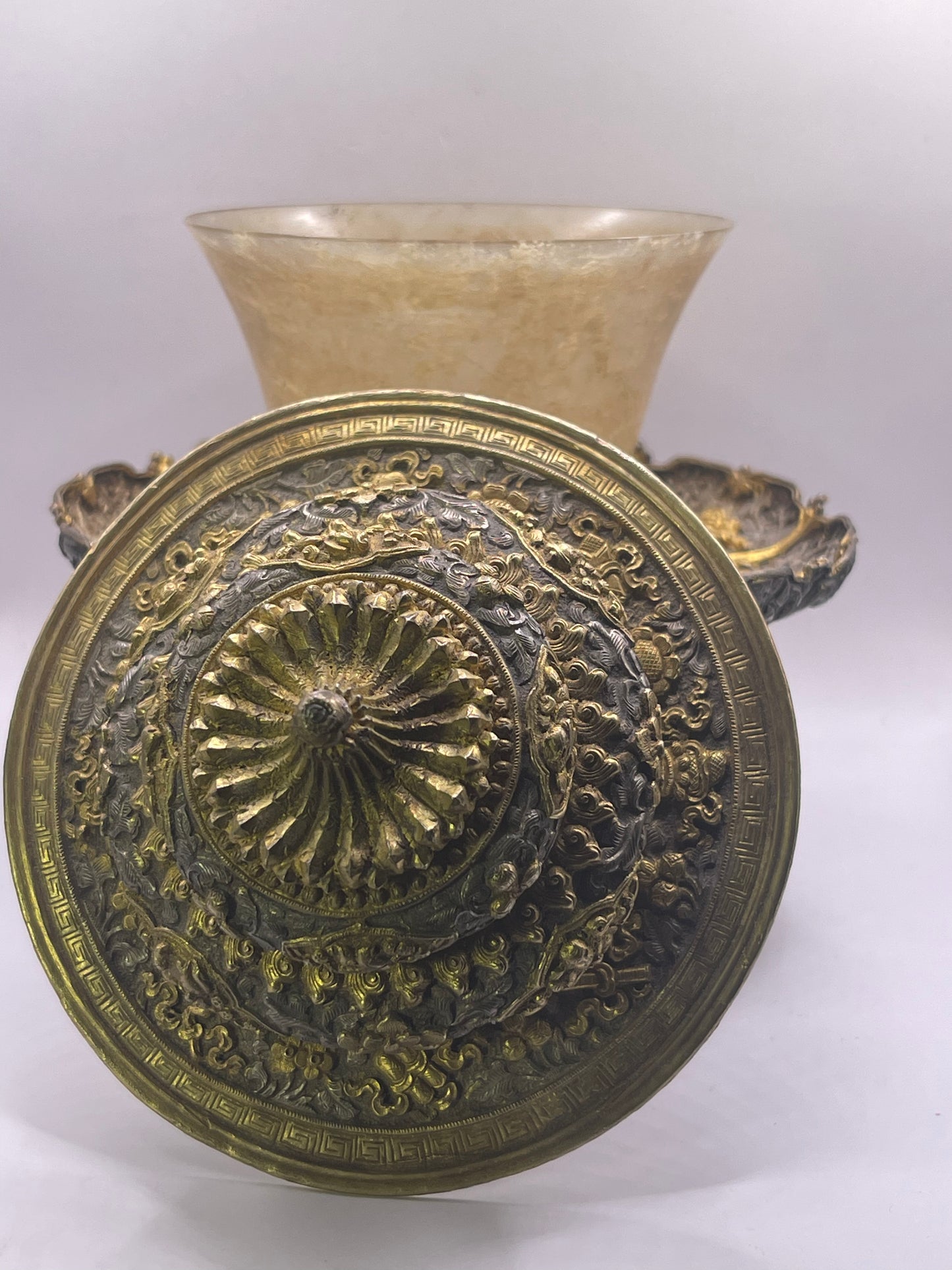 Antique silver Tibetan cup stand