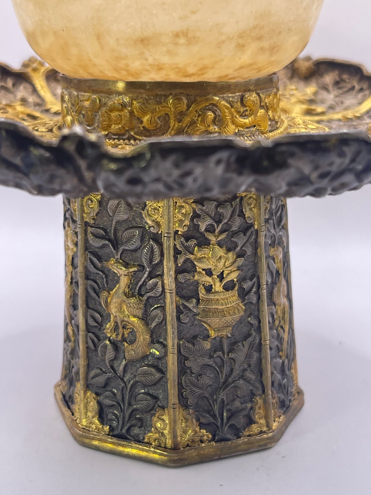Antique silver Tibetan cup stand