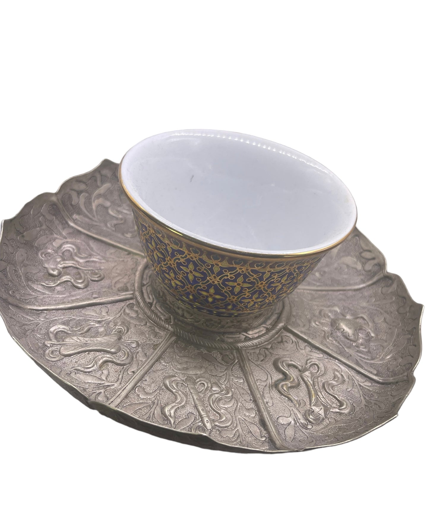 Vintage silver Tibetan cup stand