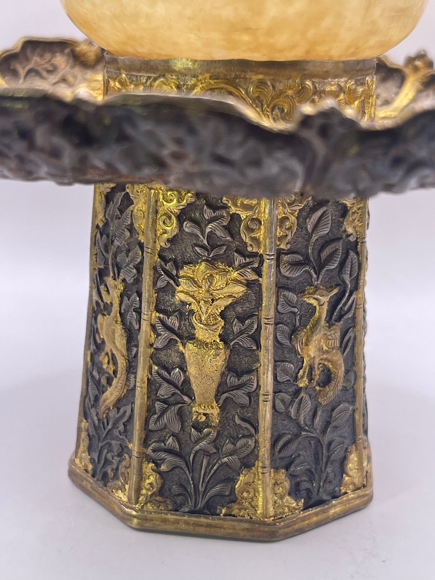Antique silver Tibetan cup stand