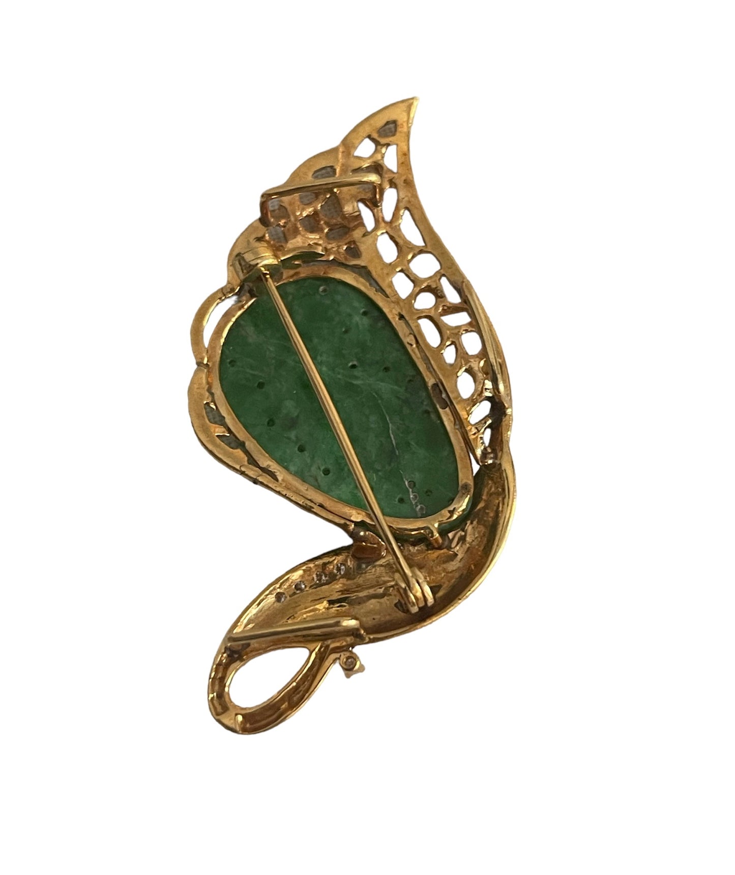 Jade brooch in 14kt setting