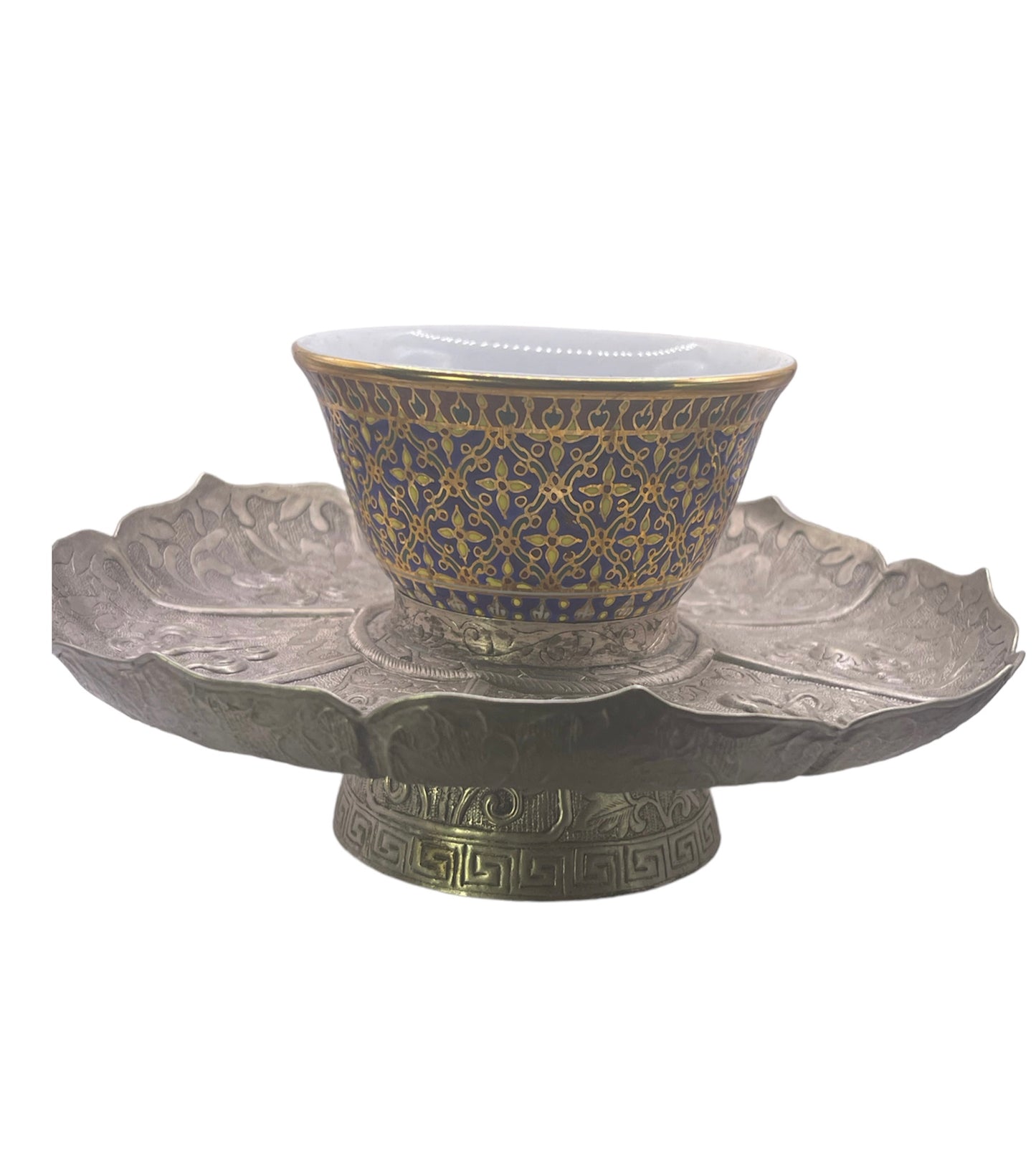 Vintage silver Tibetan cup stand